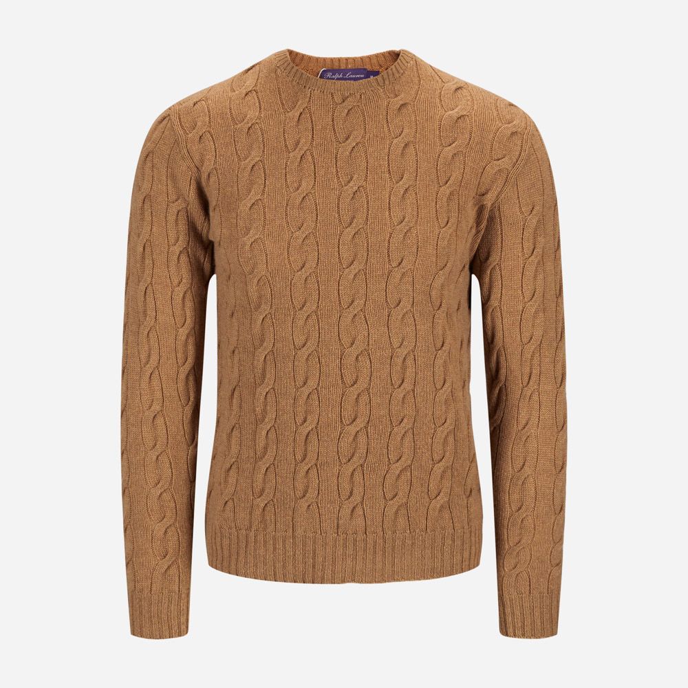 Cable Cn-Long Sleeve-Sweater Camel Melange