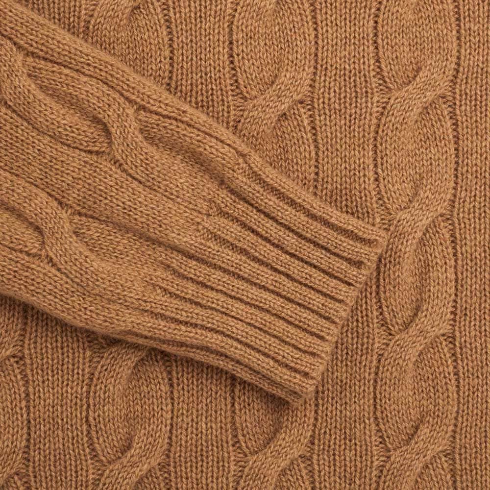 Cable Cn-Long Sleeve-Sweater Camel Melange