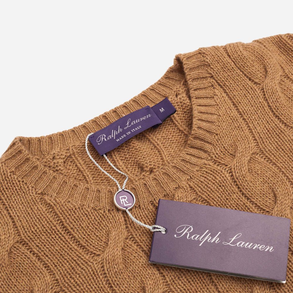Cable Cn-Long Sleeve-Sweater Camel Melange