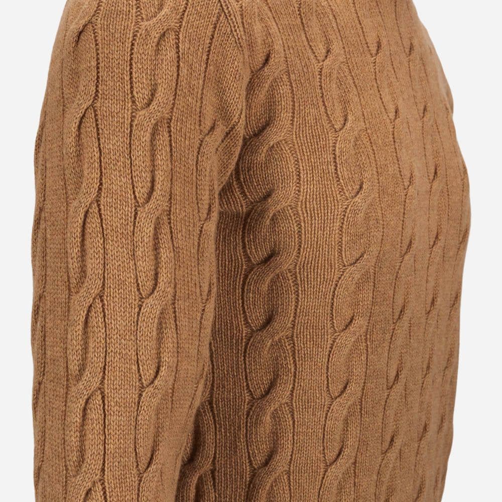 Cable Cn-Long Sleeve-Sweater Camel Melange