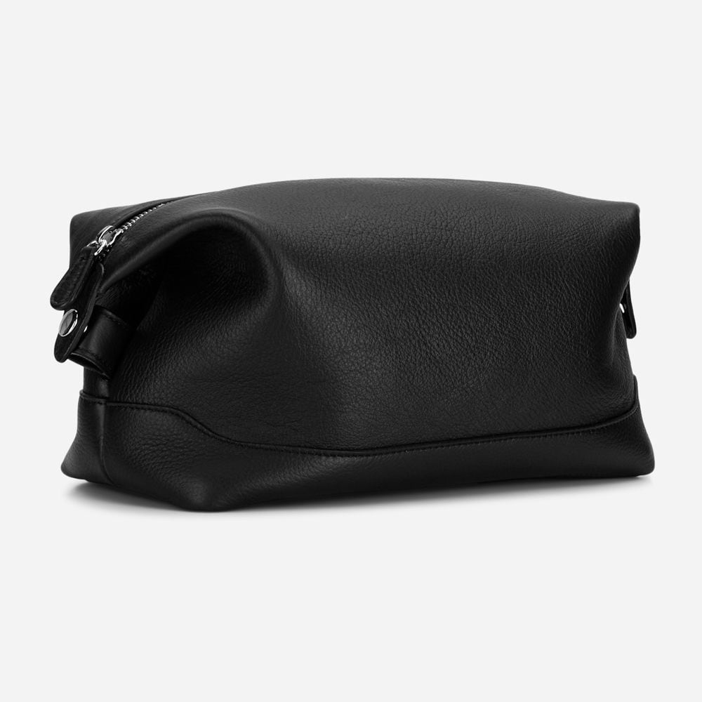 Leather Washbag - Nero