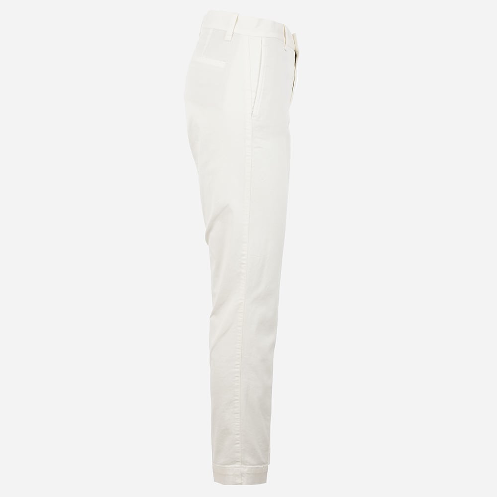 Cropped Slim Fit Twill Chino Trouser - Warm White