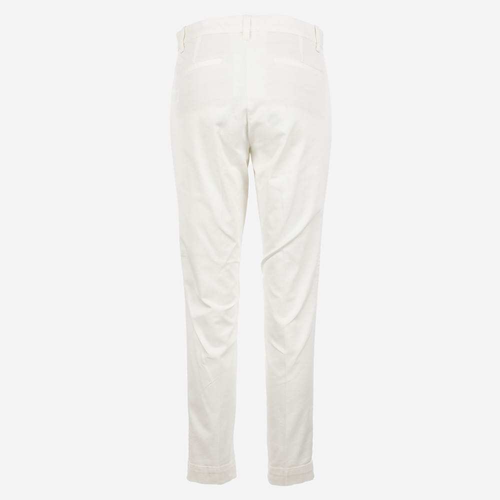 Cropped Slim Fit Twill Chino Trouser - Warm White