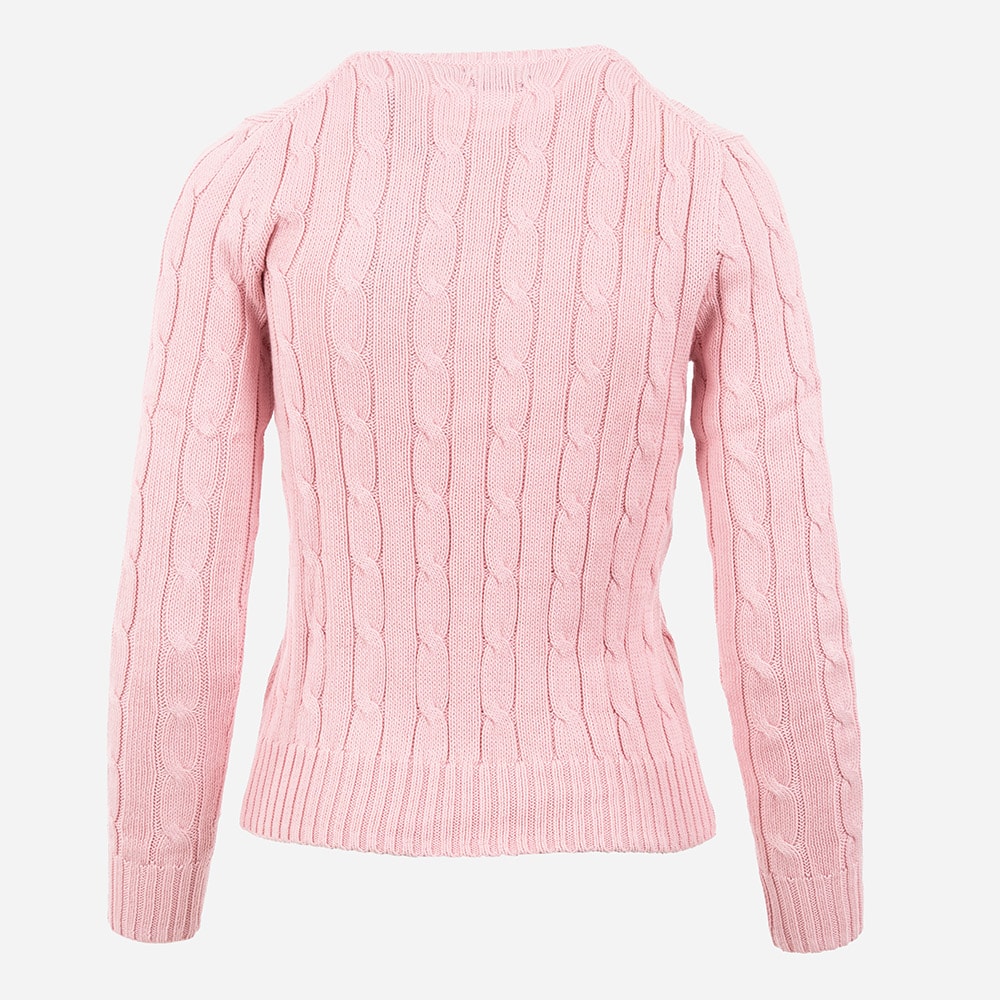 Cable-Knit Cotton Crewneck Sweater - Carmel Pink