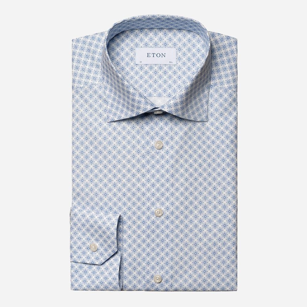 Cont Poplin Print Mid Blue Medallion