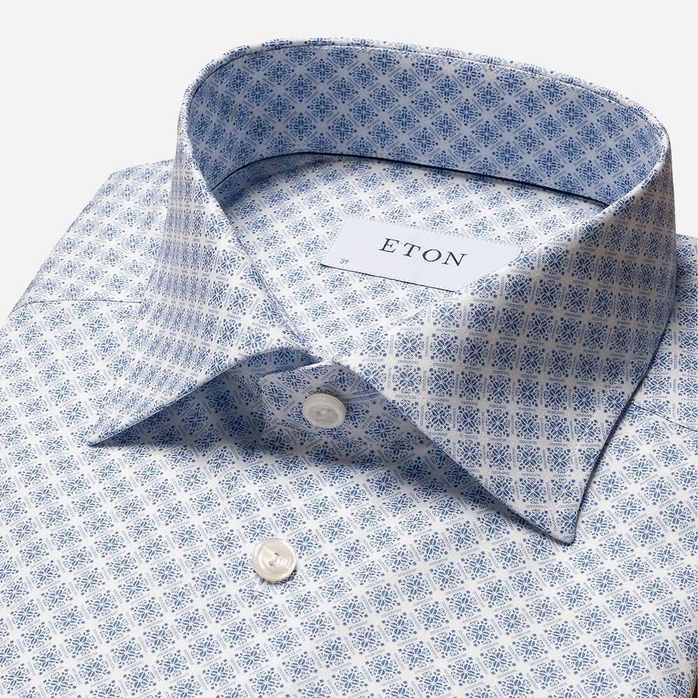 Cont Poplin Print Mid Blue Medallion