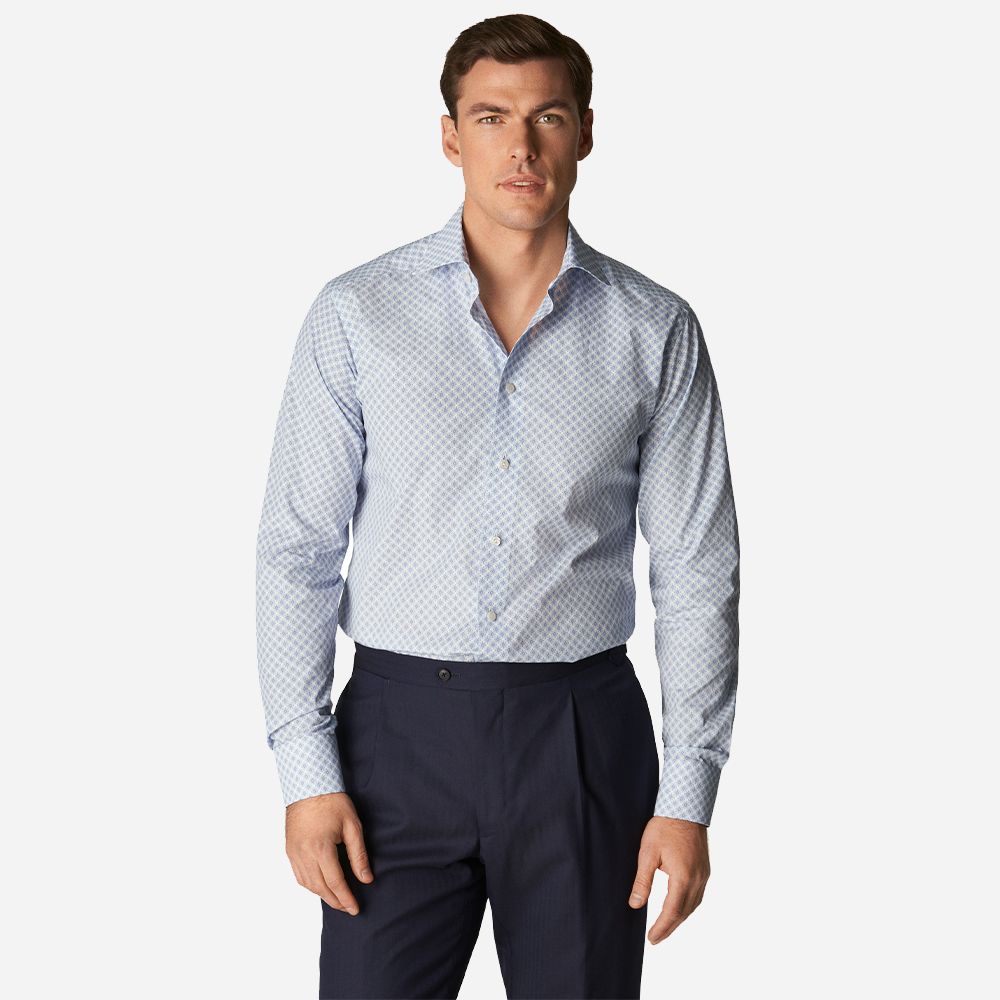 Cont Poplin Print Mid Blue Medallion