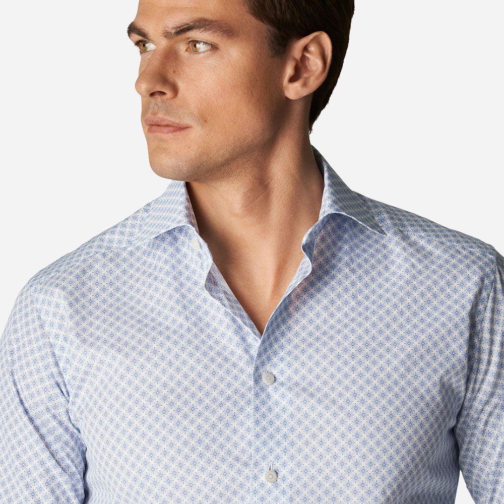 Cont Poplin Print Mid Blue Medallion