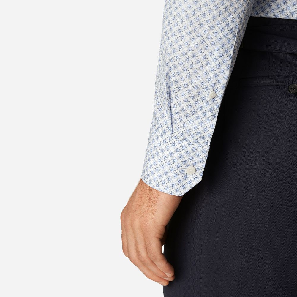 Cont Poplin Print Mid Blue Medallion
