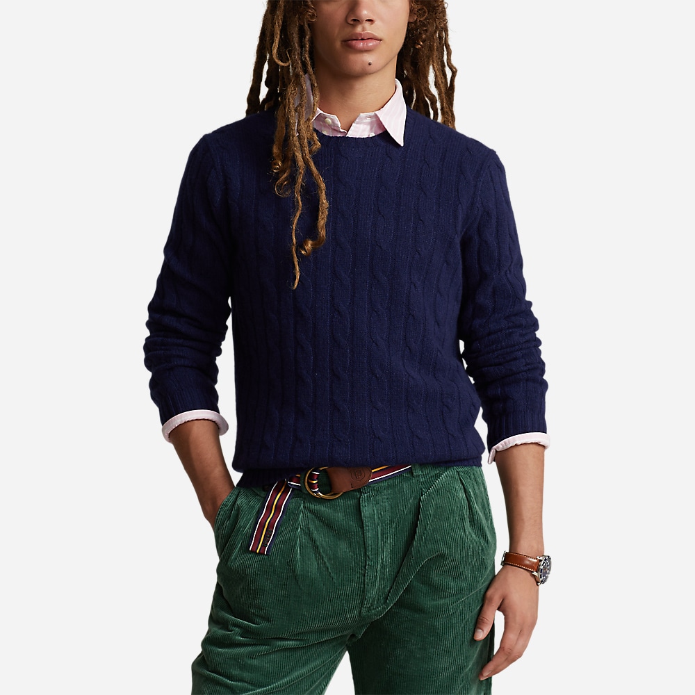 The Iconic Cable-Knit Cashmere Sweater - Bright Navy