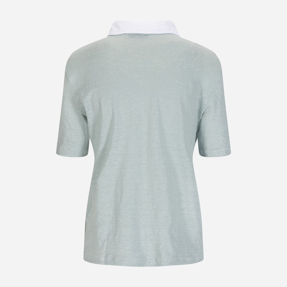 Contrast Polo Shirt Linen - Green