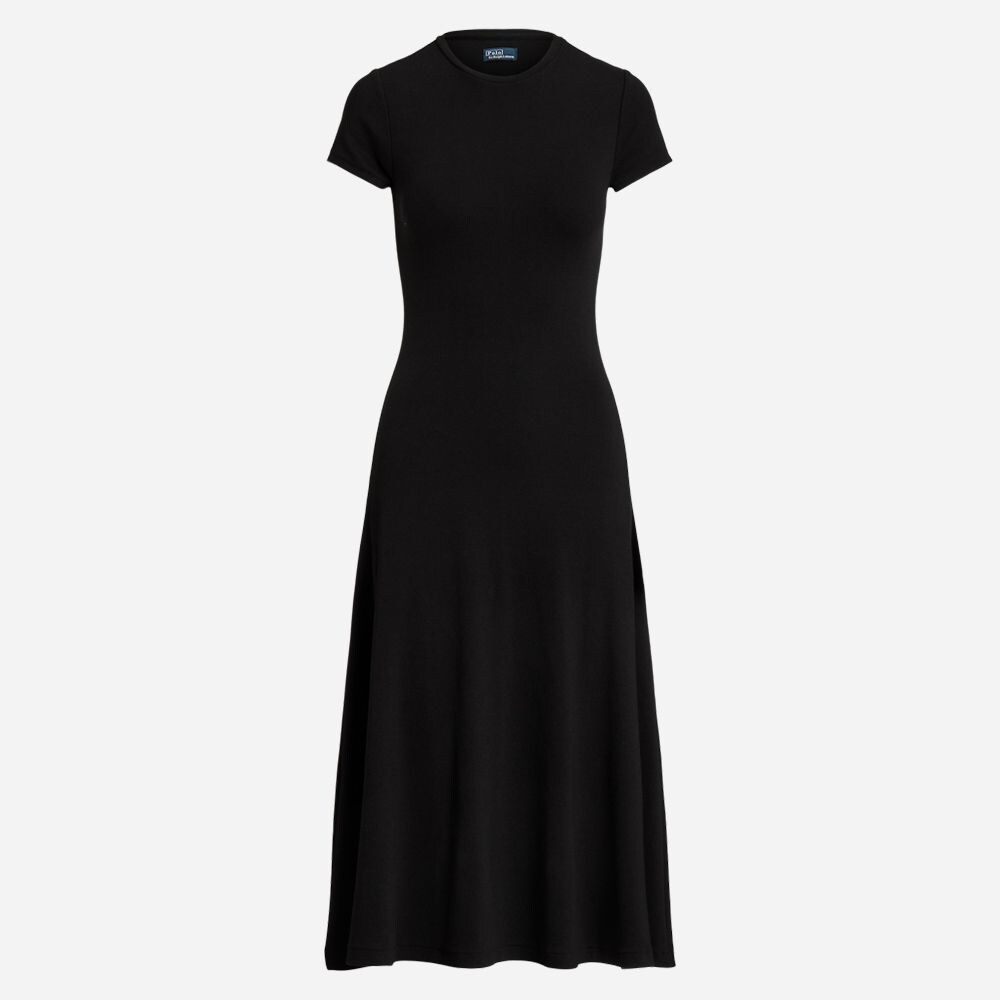 Stretch Cotton Blend Tee Dress - Polo Black