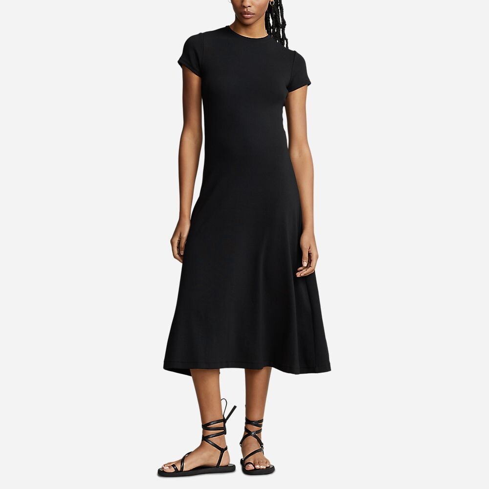 Stretch Cotton Blend Tee Dress - Polo Black