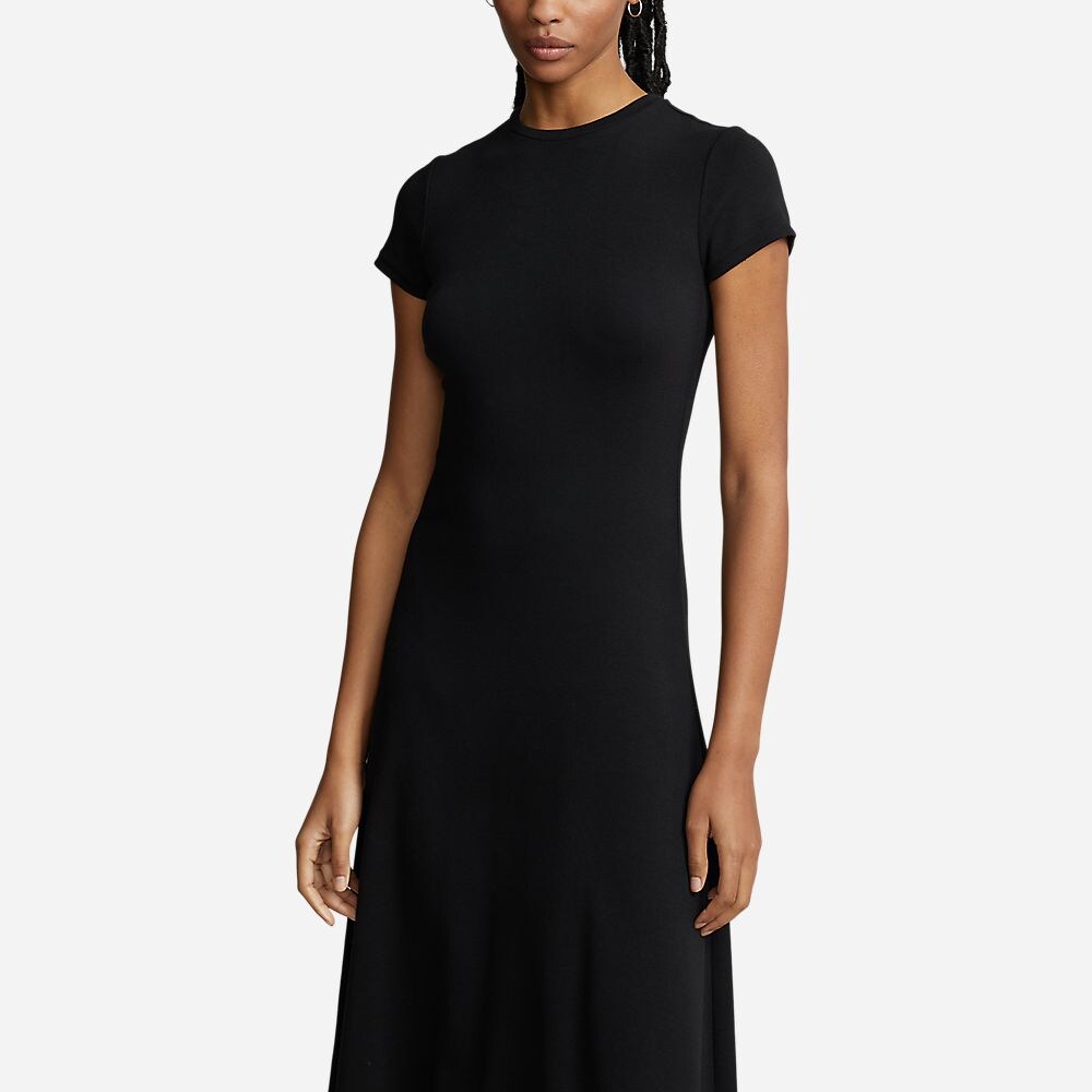 Stretch Cotton Blend Tee Dress - Polo Black