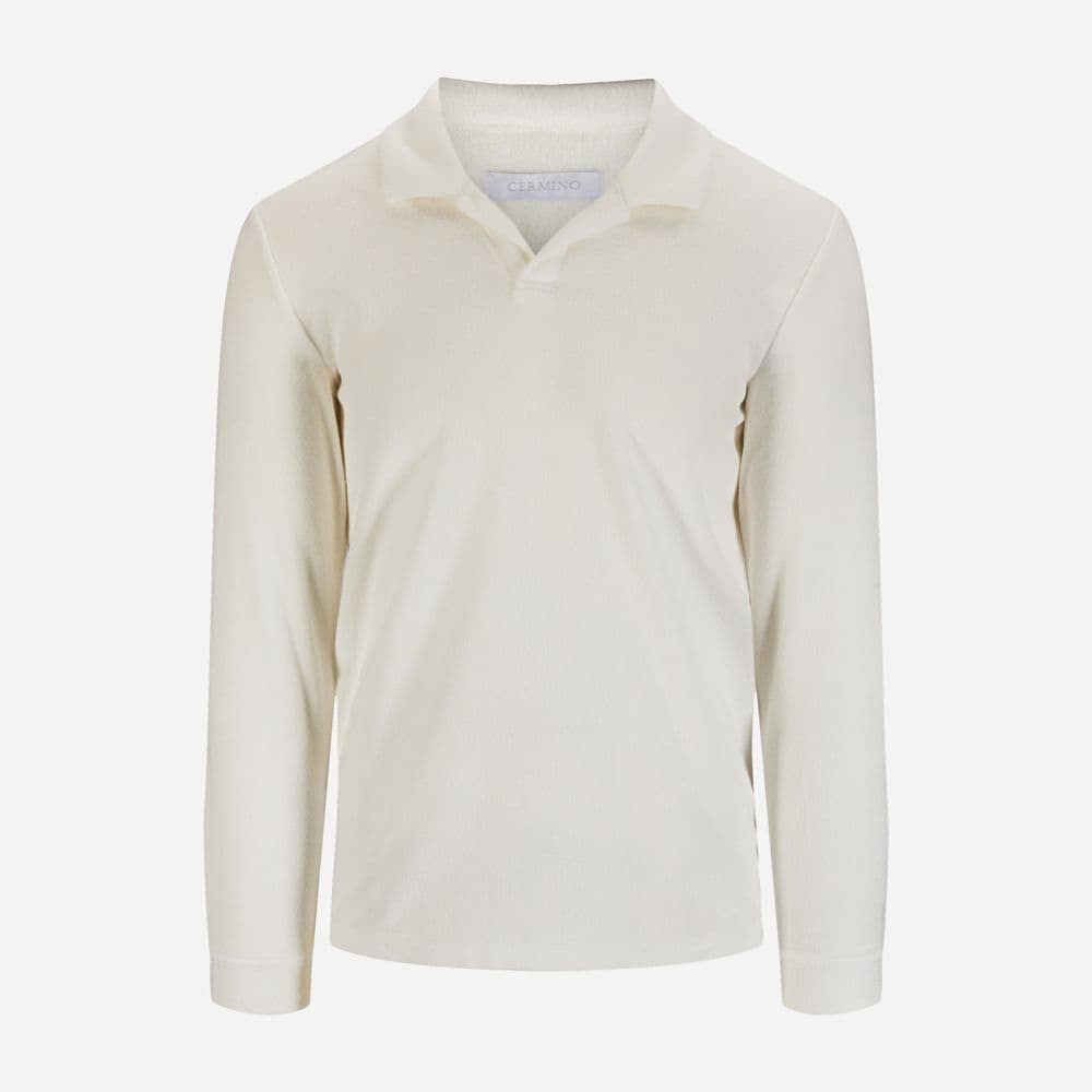 Riviera Terry Polo Long Sleeve - White