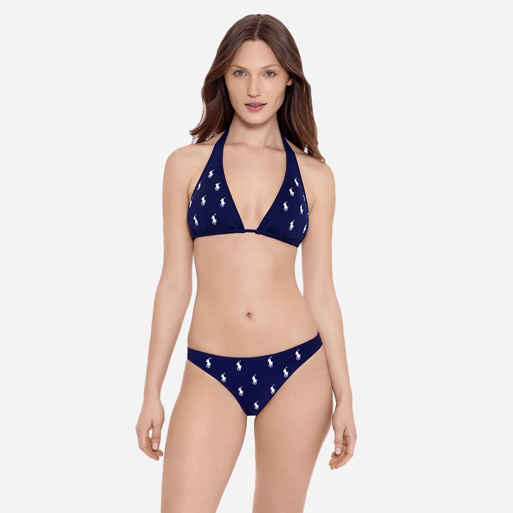 Logo Icons Slide Halter Bra - Navy