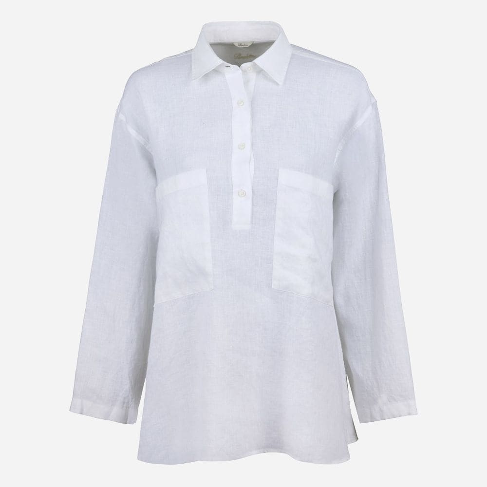 Elin Linen Popover Shirt - White