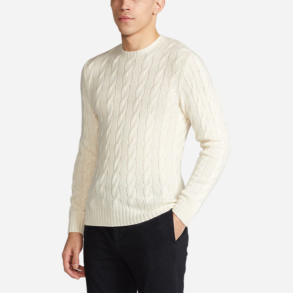 Cable Knit Cashmere Sweater - Classic Cream