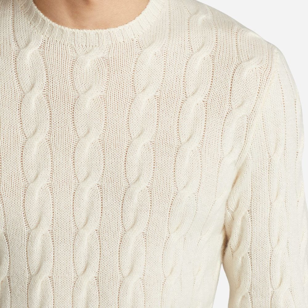 Cable Knit Cashmere Sweater - Classic Cream