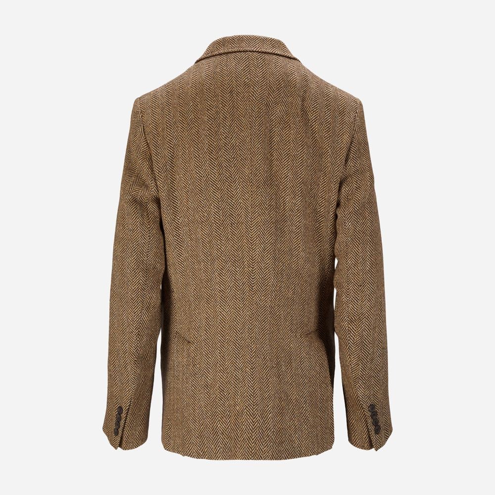 Herringbone Linen Blend Blazer - Brown/Cream Herringbone