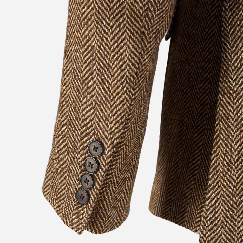 Herringbone Linen Blend Blazer - Brown/Cream Herringbone