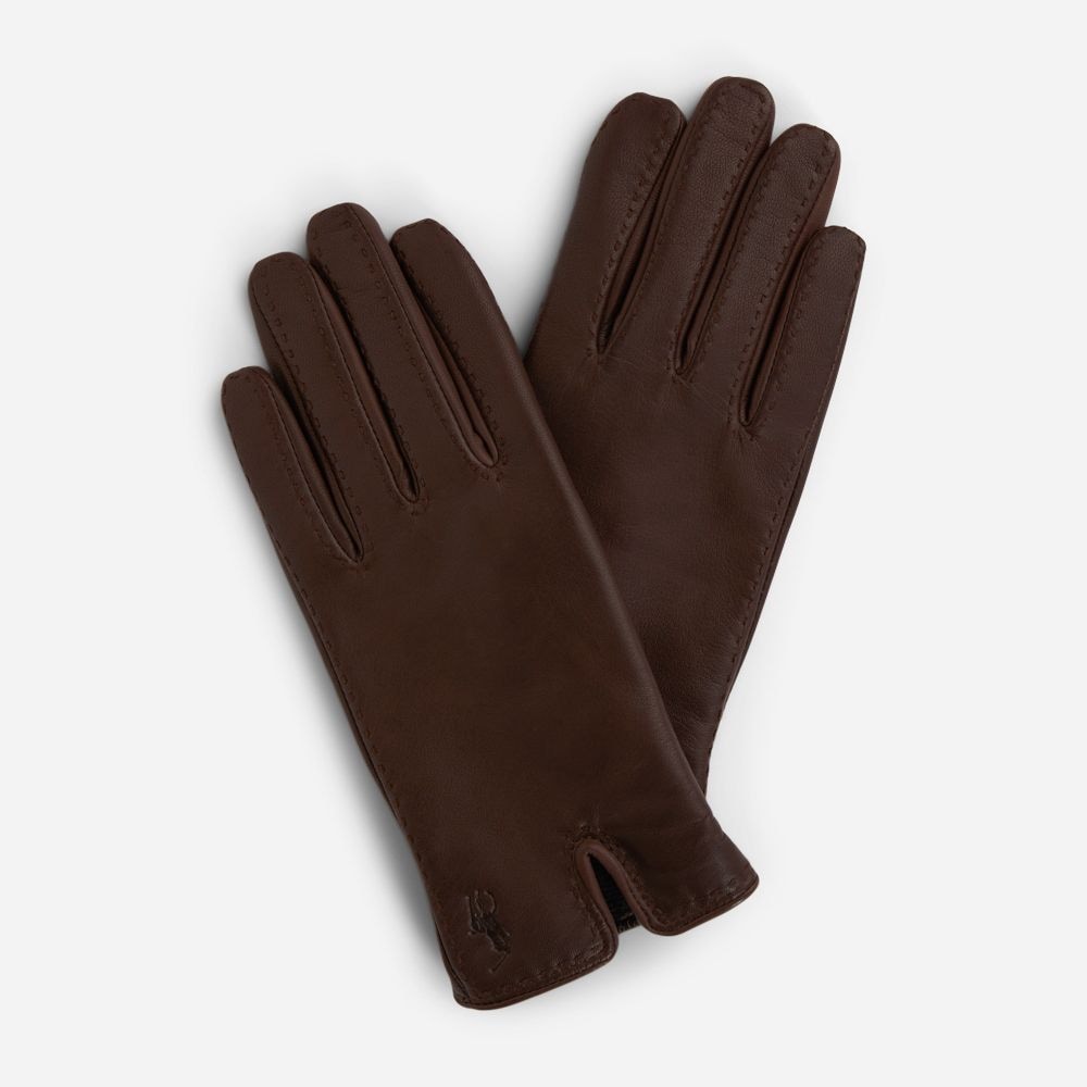 Touch Screen Leather Gloves - Tobacco