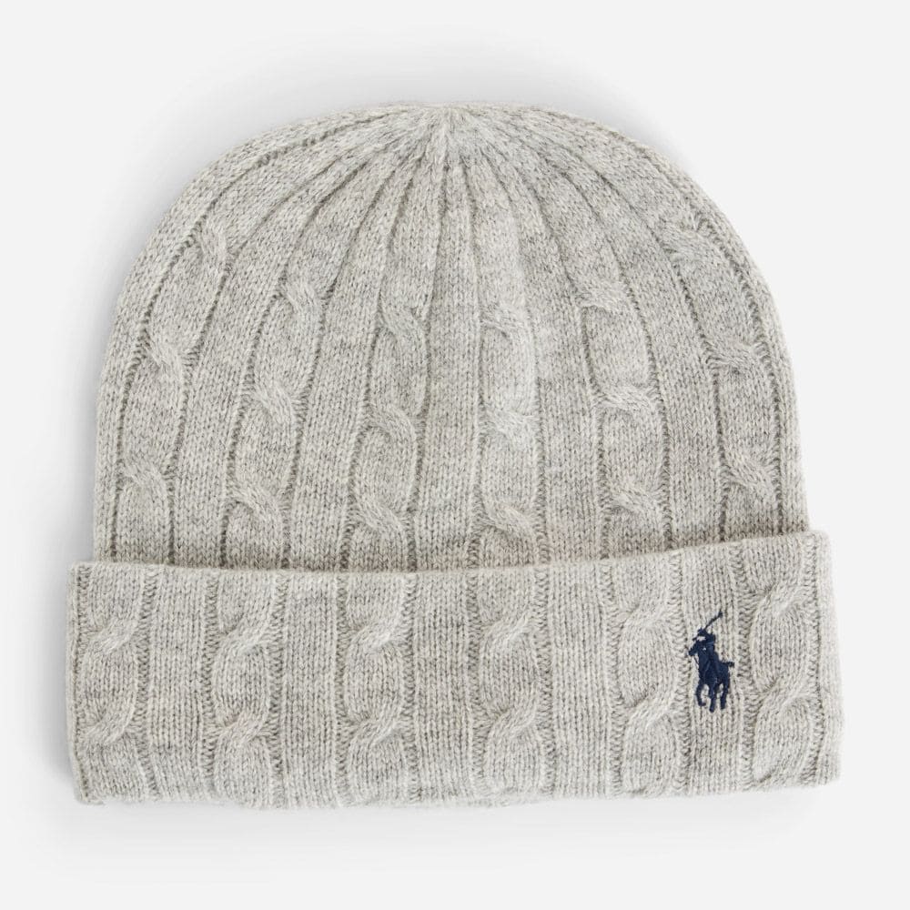 Cable Knit Wool Cashmere Hat - Soft Grey