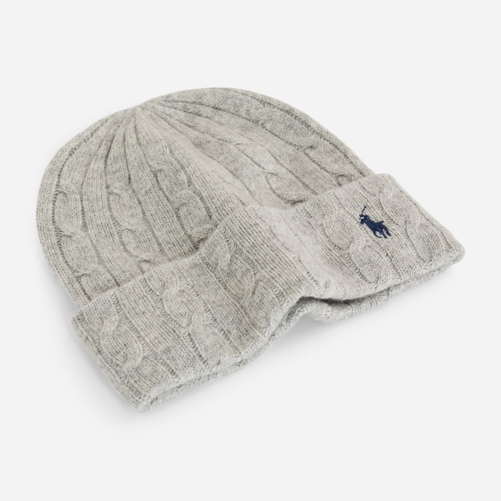 Cable Knit Wool Cashmere Hat - Soft Grey