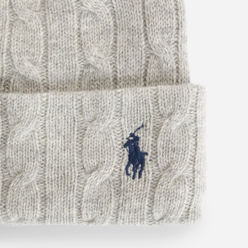 Cable Knit Wool Cashmere Hat - Soft Grey