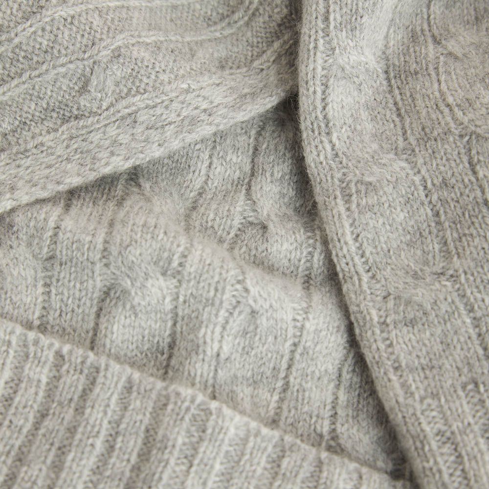 Rib Knit Cashmere-Wool Scarf - Soft Grey