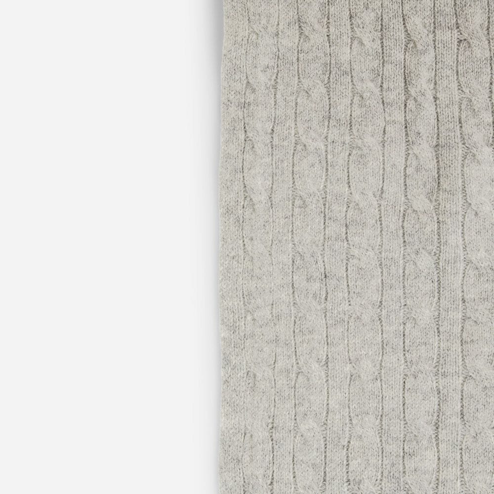 Rib Knit Cashmere-Wool Scarf - Soft Grey