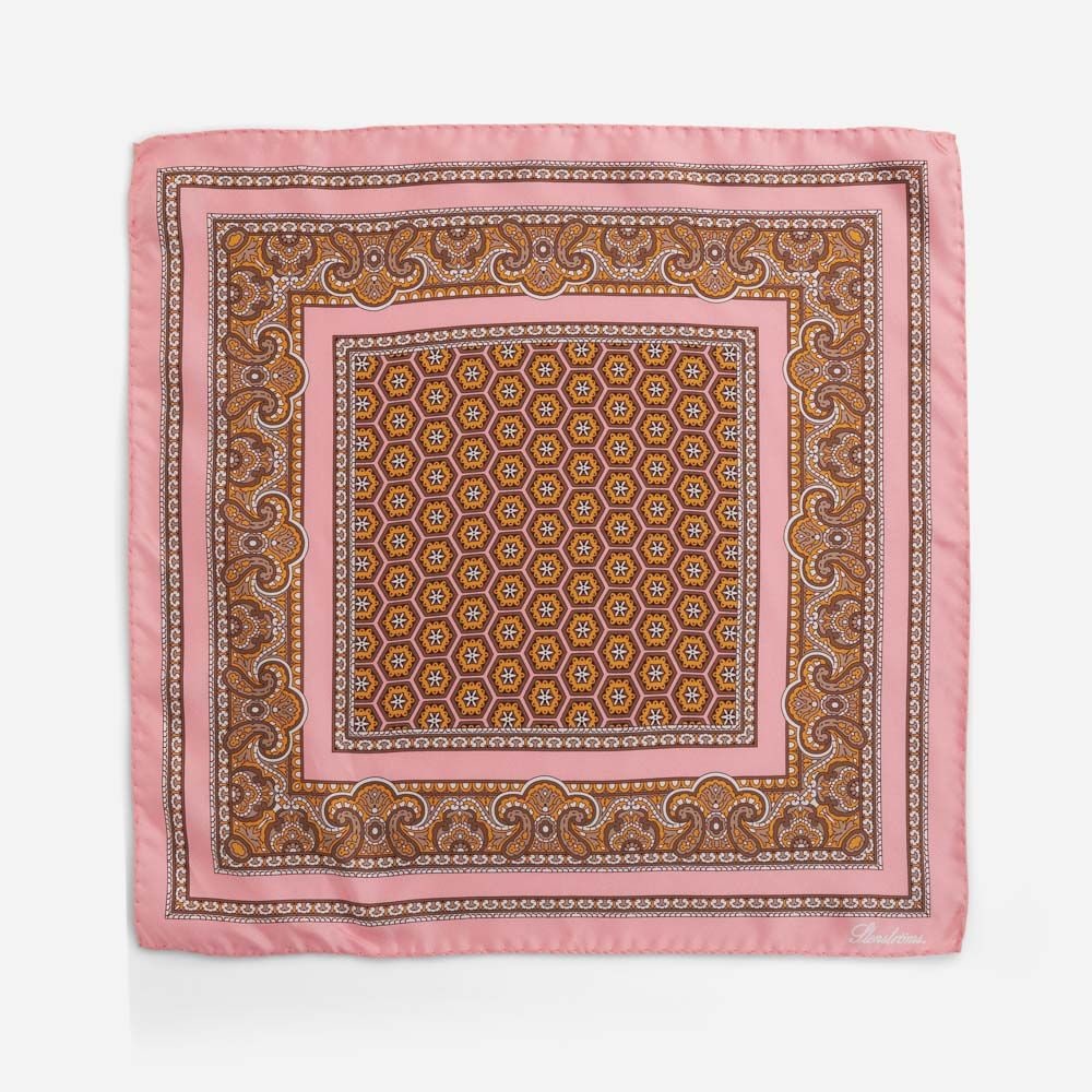Silk Scarf - Light Pink Patterned
