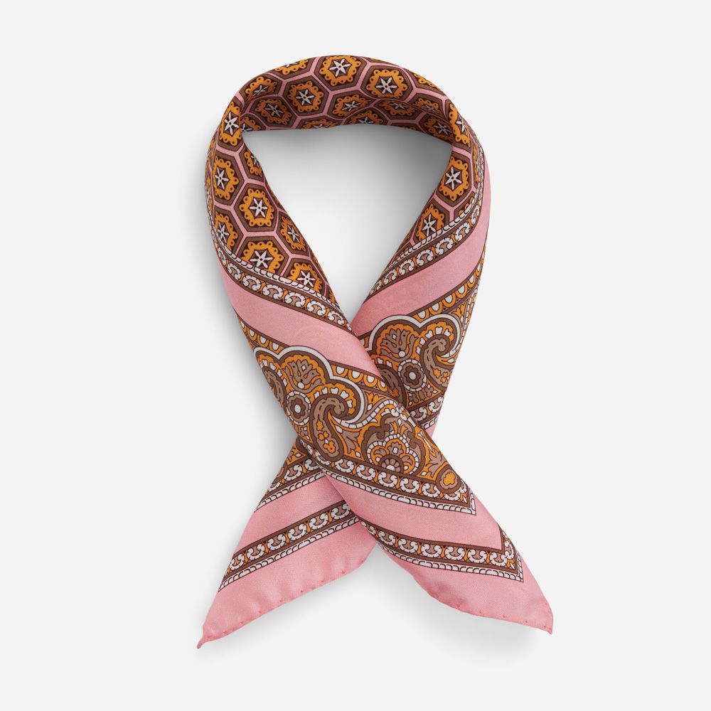 Silk Scarf - Light Pink Patterned