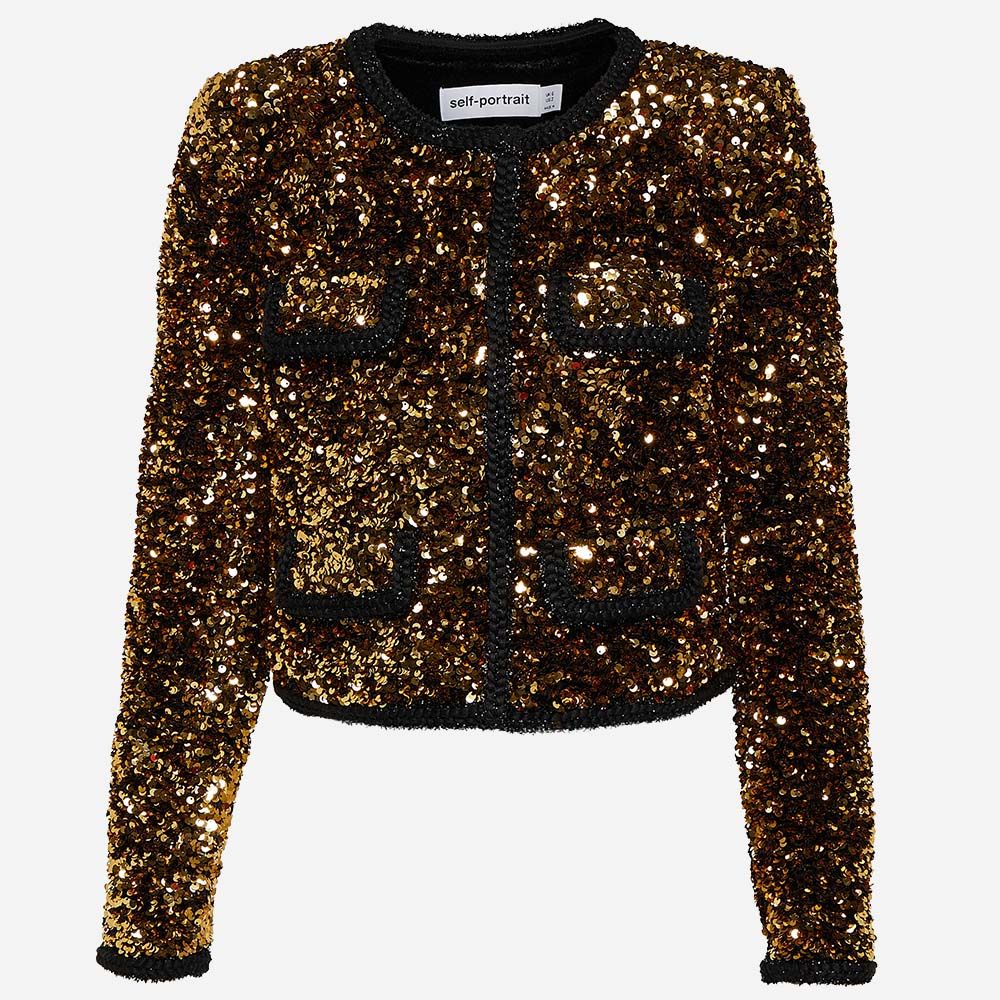 Sequin Cropped Jacket - Gold