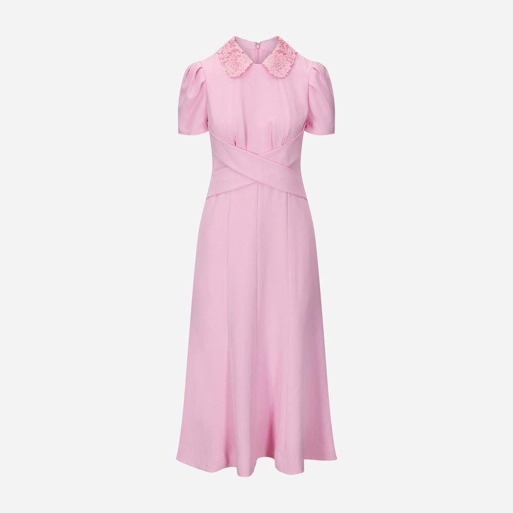 Heavy Crepe Midi Dress - Pink