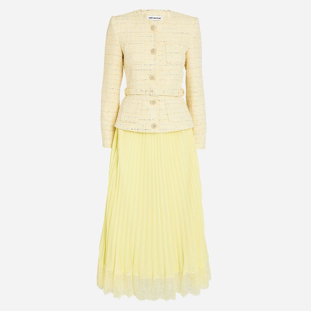 Boucle Midi Dress - Yellow