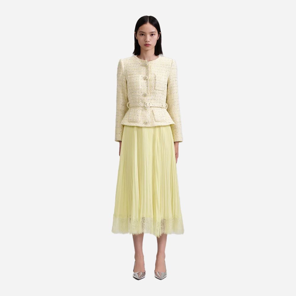 Boucle Midi Dress - Yellow