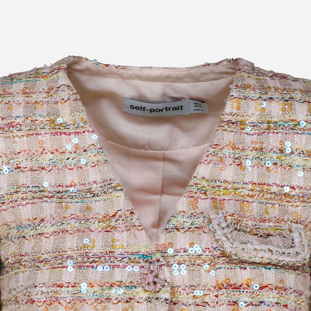 Sequin Boucle Midi Dress - Pink