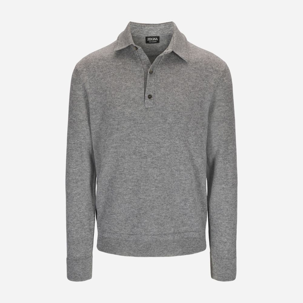 Knitwear Polo - Medium Grey Solid