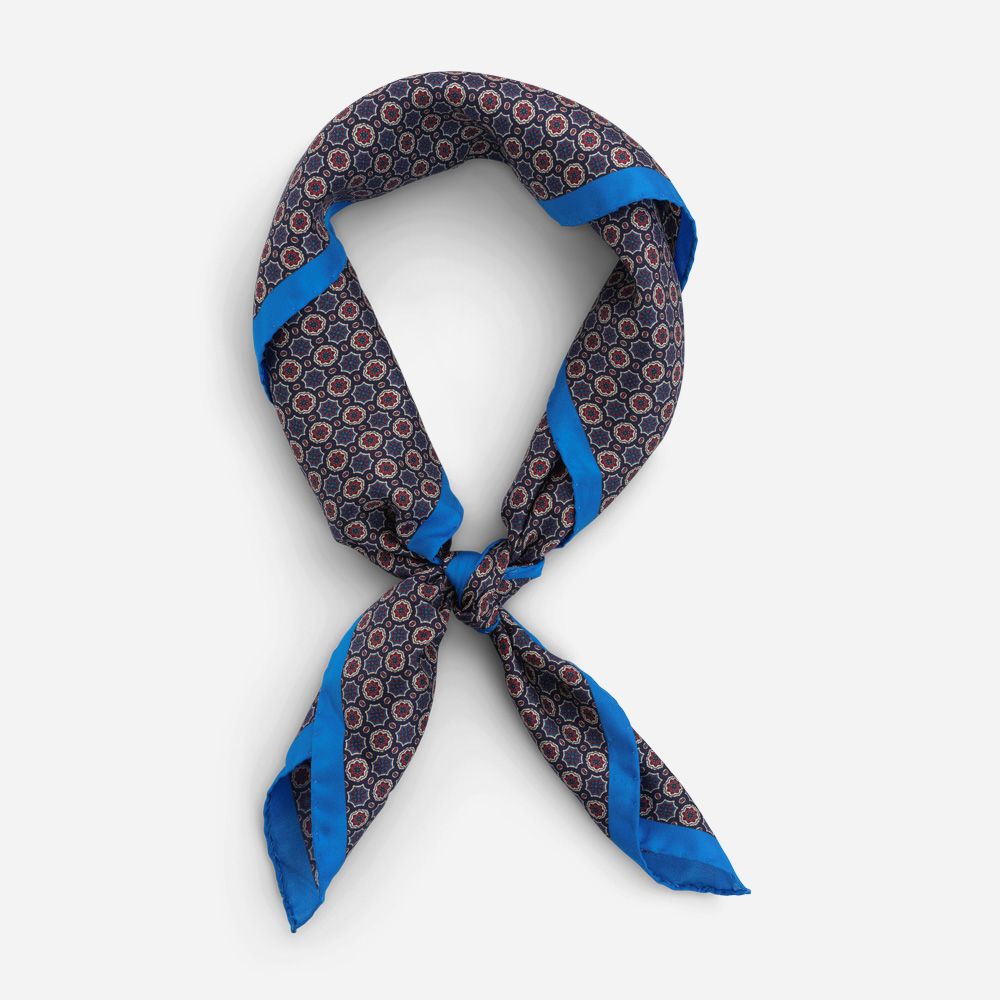 Neck Scarf Silk - Blue/Red