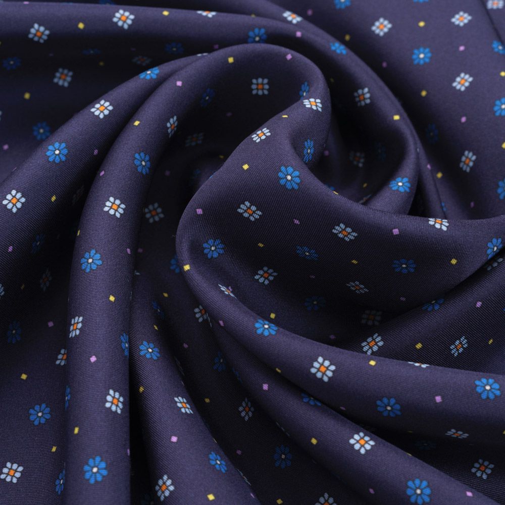 Neck Scarf Silk - Blue Flower