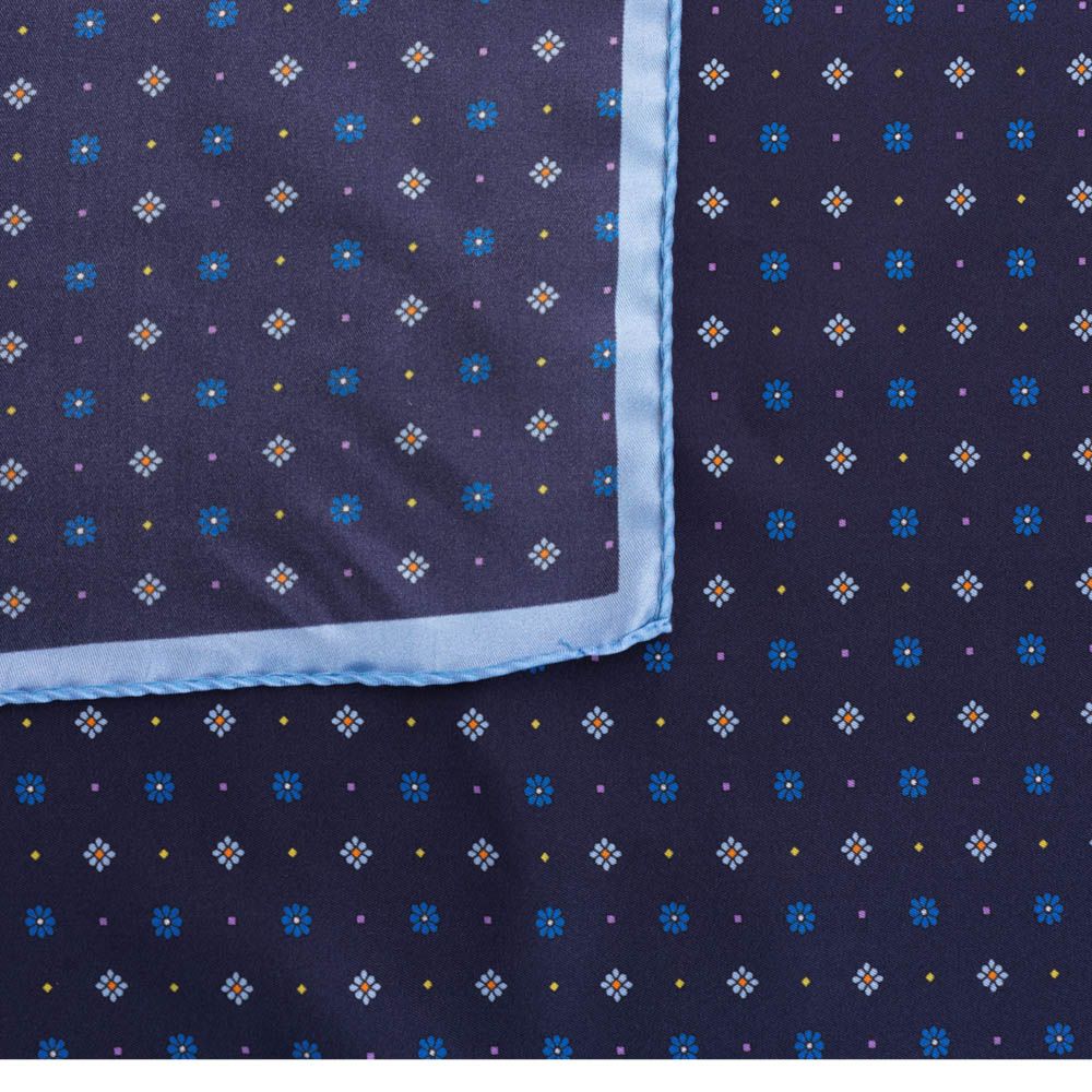 Neck Scarf Silk - Blue Flower