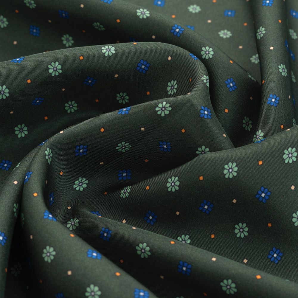 Neck Scarf Silk - Green Flower