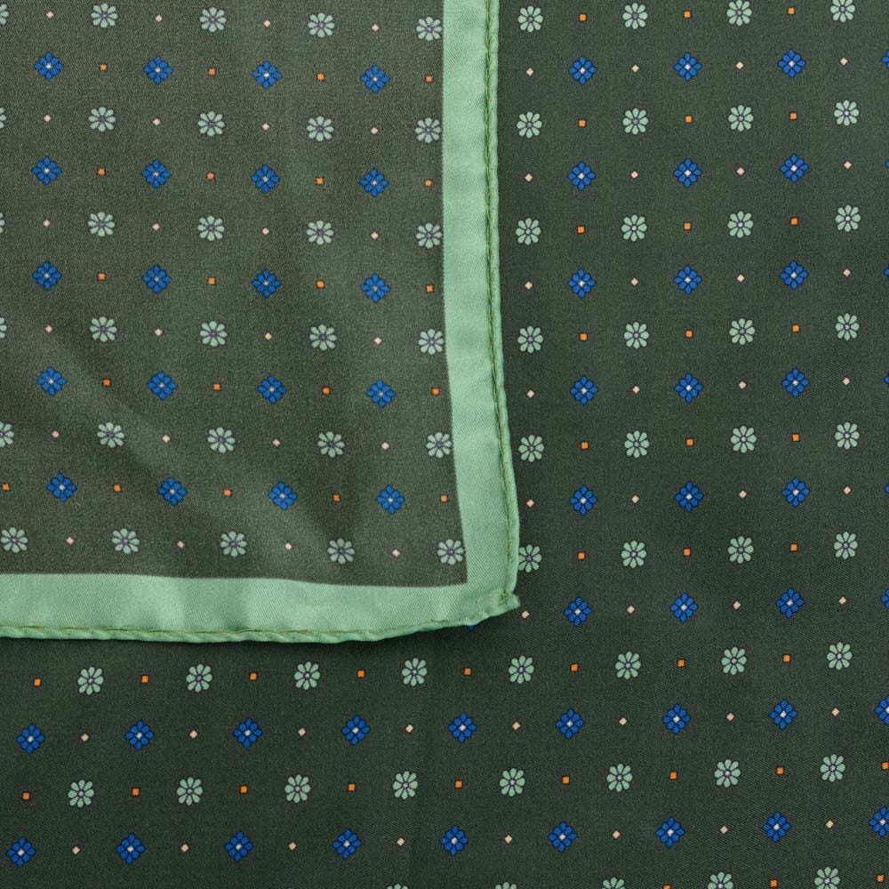 Neck Scarf Silk - Green Flower