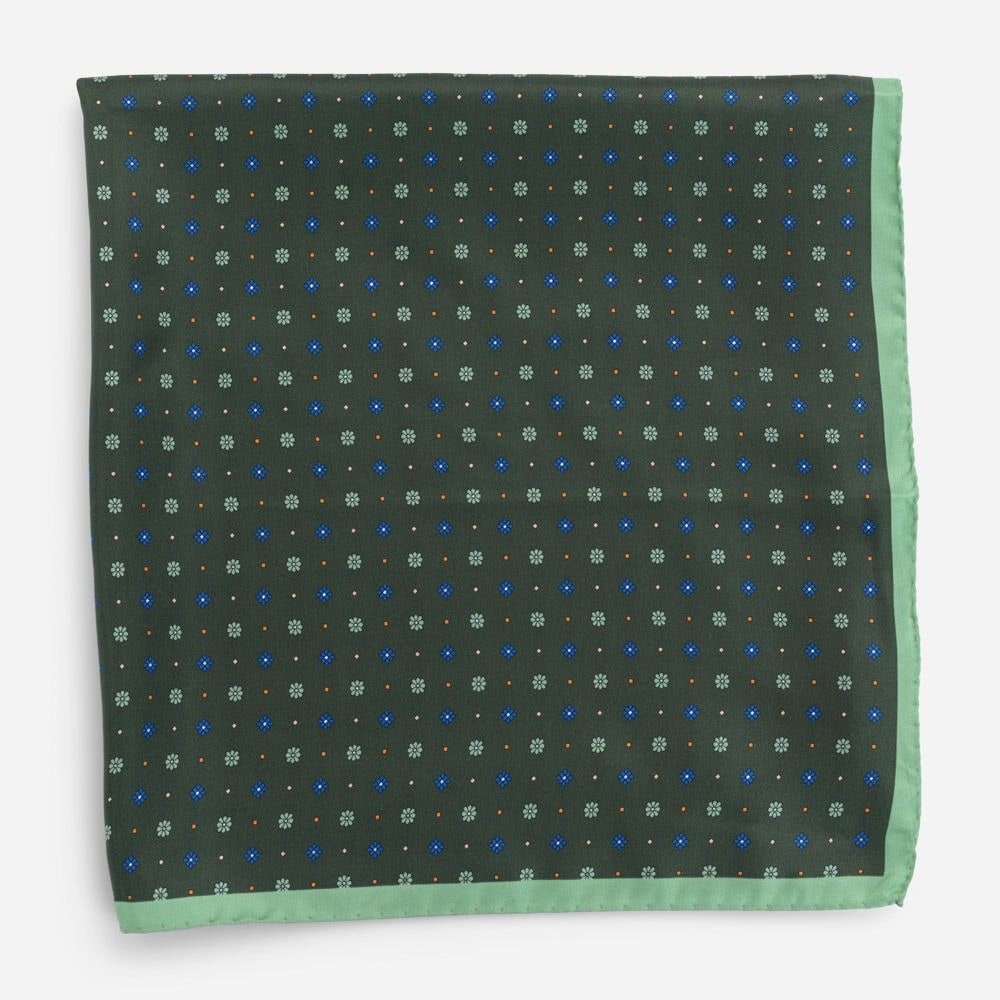 Neck Scarf Silk - Green Flower