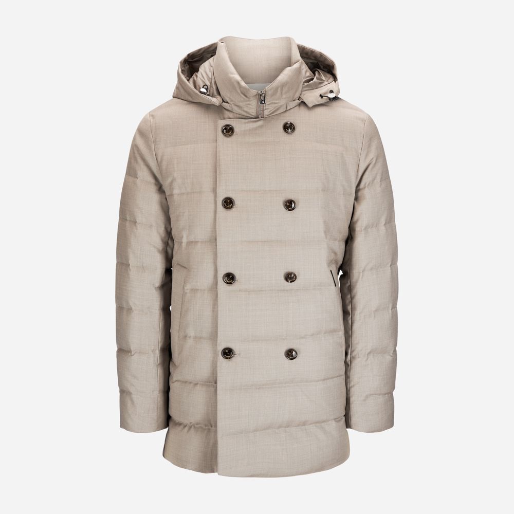 Double Breasted Down Coat Beige Ferner Jacobsen