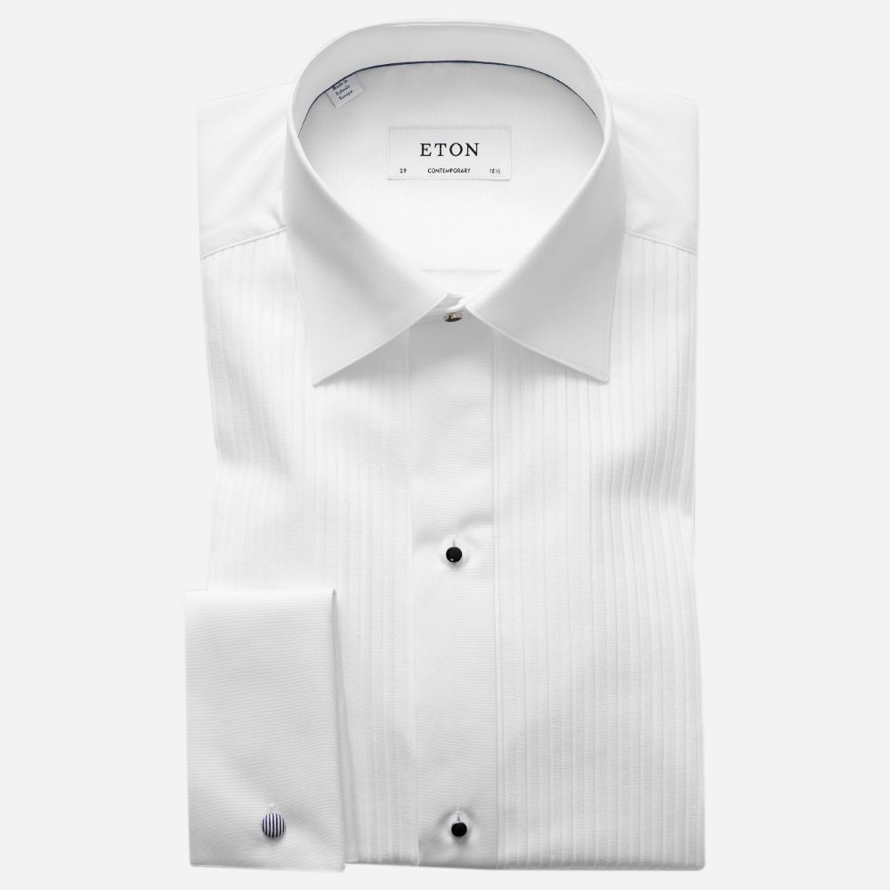 Contemporary Fit Tuxedo Shirt - White
