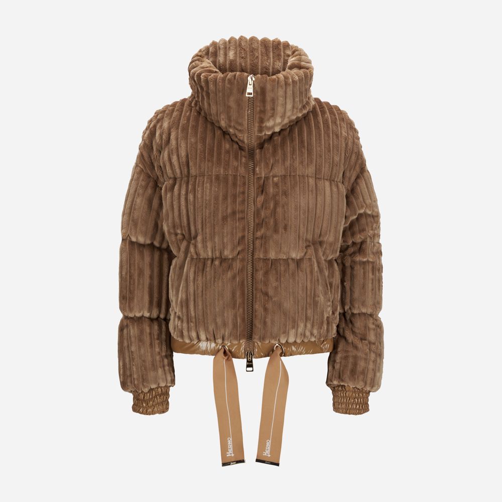 New Velvet Bomber Jacket - Camel
