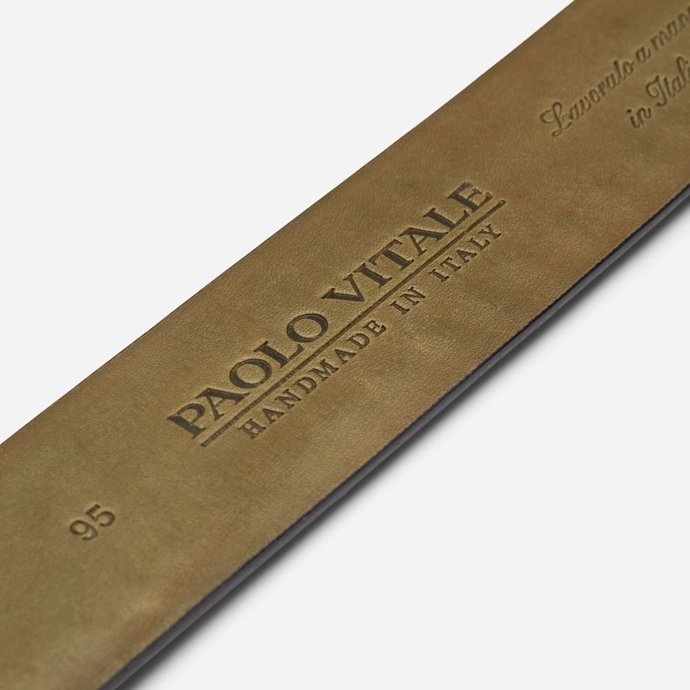 Leather Belt With Stitch - Military
