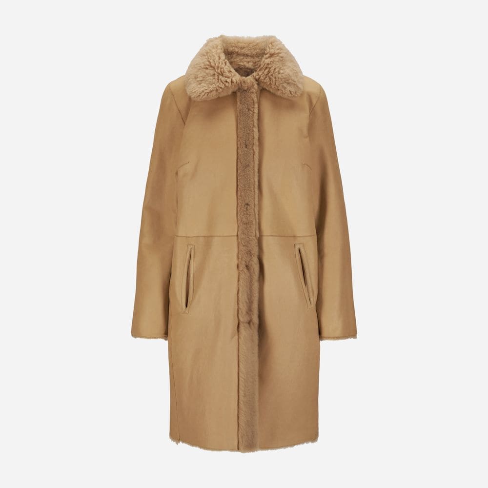 Carrie Shearling Coat - Iced Coffe